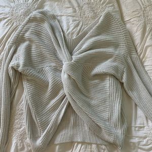 White cross back sweater